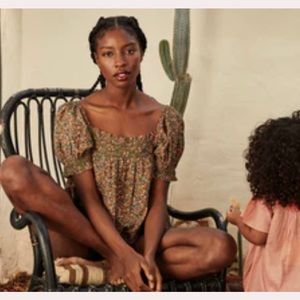 DOEN Elba Top in Yellow Laurel Canyon Rose Floral Print S